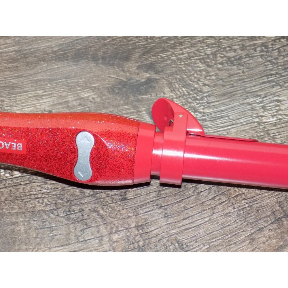 Beachwaver B1 Rotating Curling Iron Women Red Glitter Excellent 1in Barrel